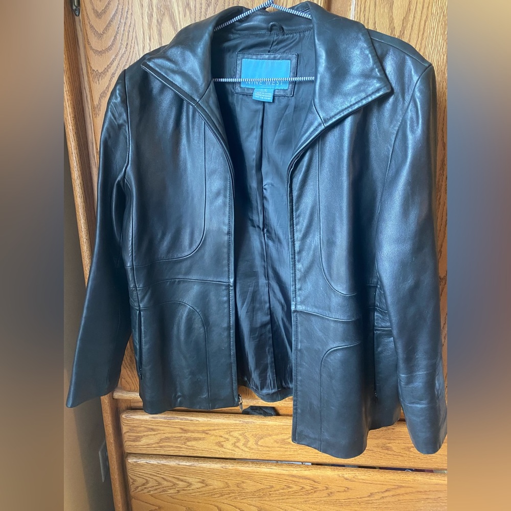 Nine West Black Leather Jacket Large